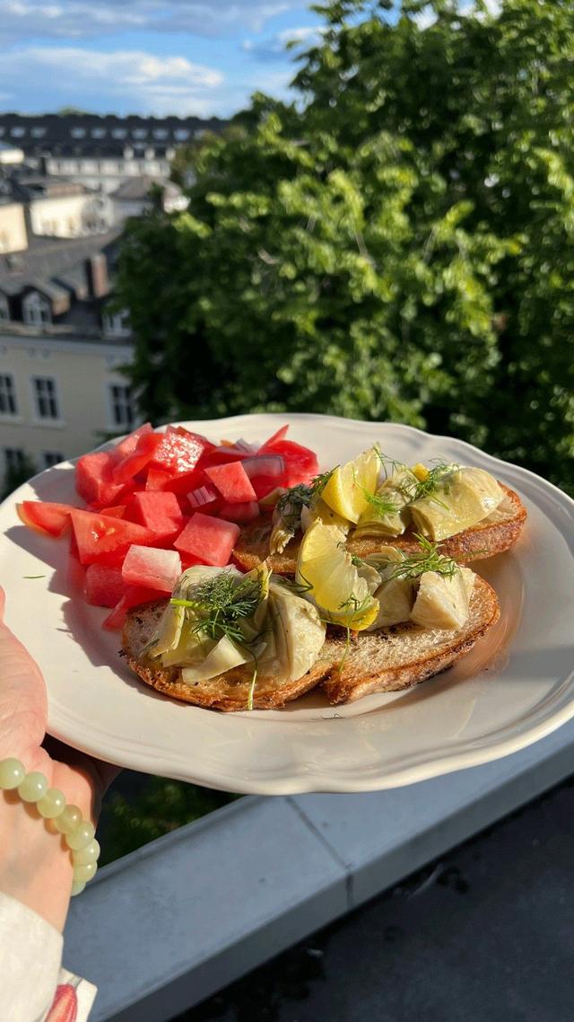 Artichoke Toast with Watermelon Salad