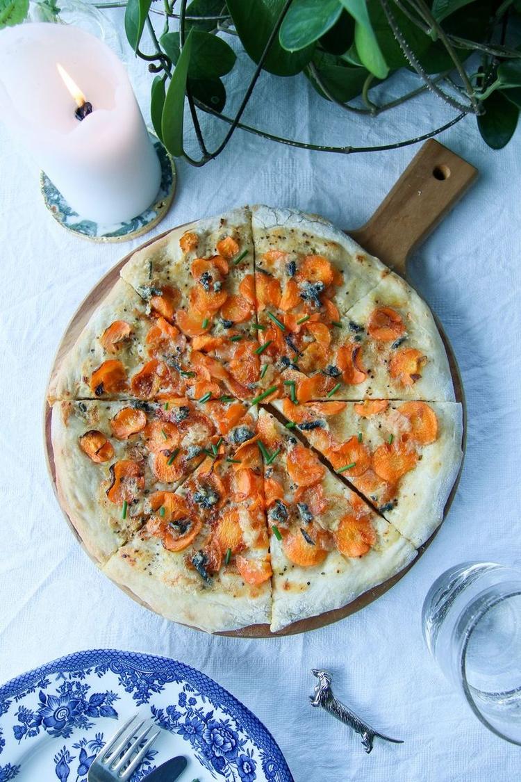 Carrot Pizza with Blue Cheese