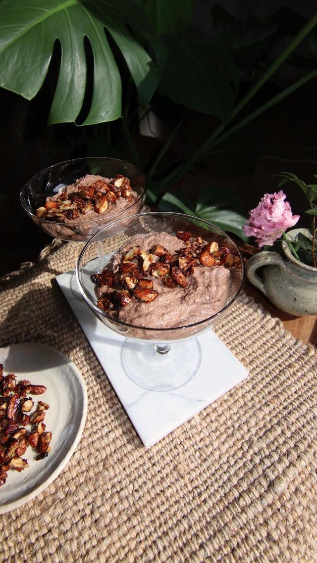 Healthier Chocolate Mousse with Caramelized Nuts