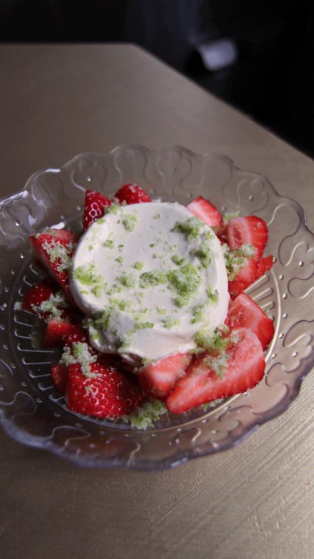 Strawberries with Lime Sugar and Ice Cream