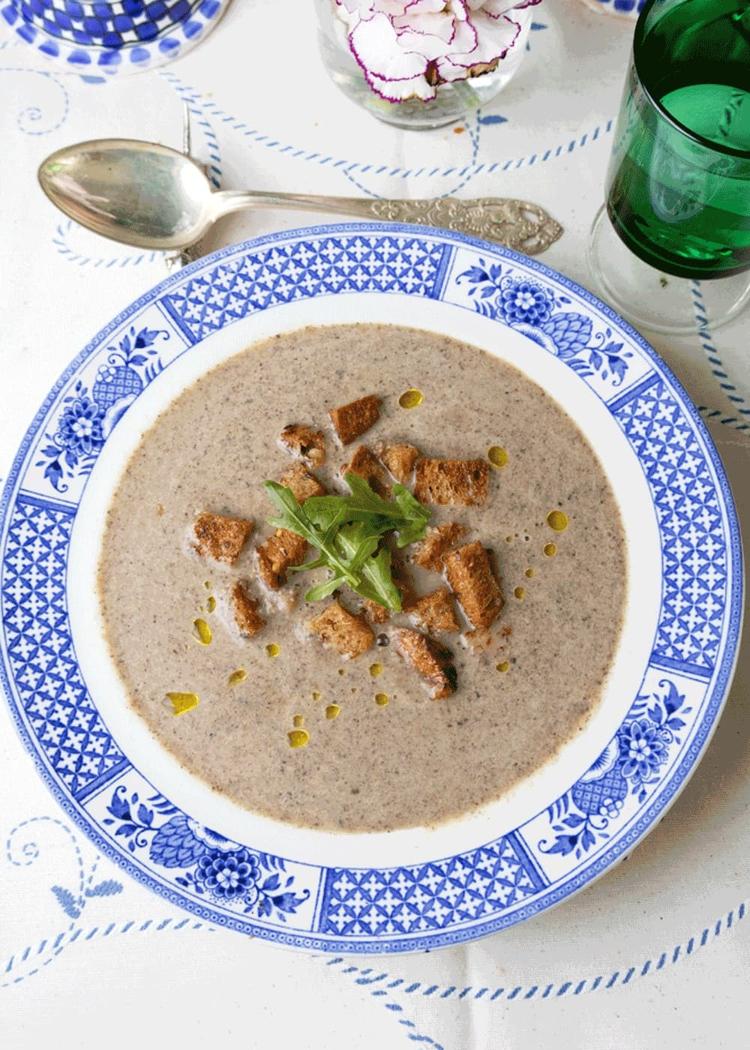 Vegansk sjampinjongsuppe