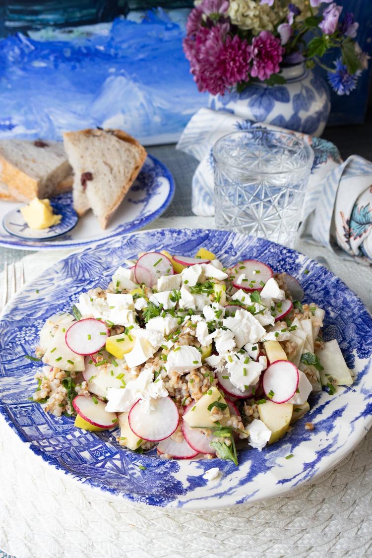 Autumn Salad with Barley and Feta Cheese