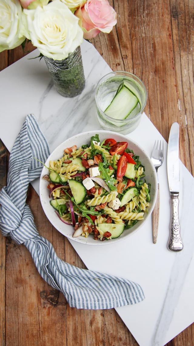 Pasta Salad with Pesto and Bacon