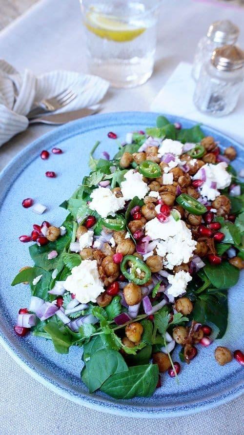 Spicy Chickpea Salad with Pomegranate Salsa