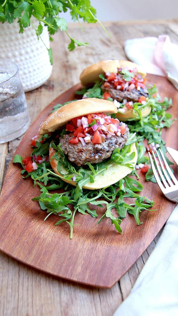 Hamburger with Homemade Salsa