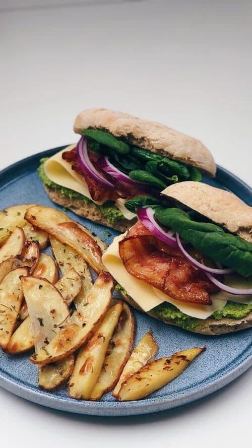 Broccoli Pesto Sandwich with Bacon