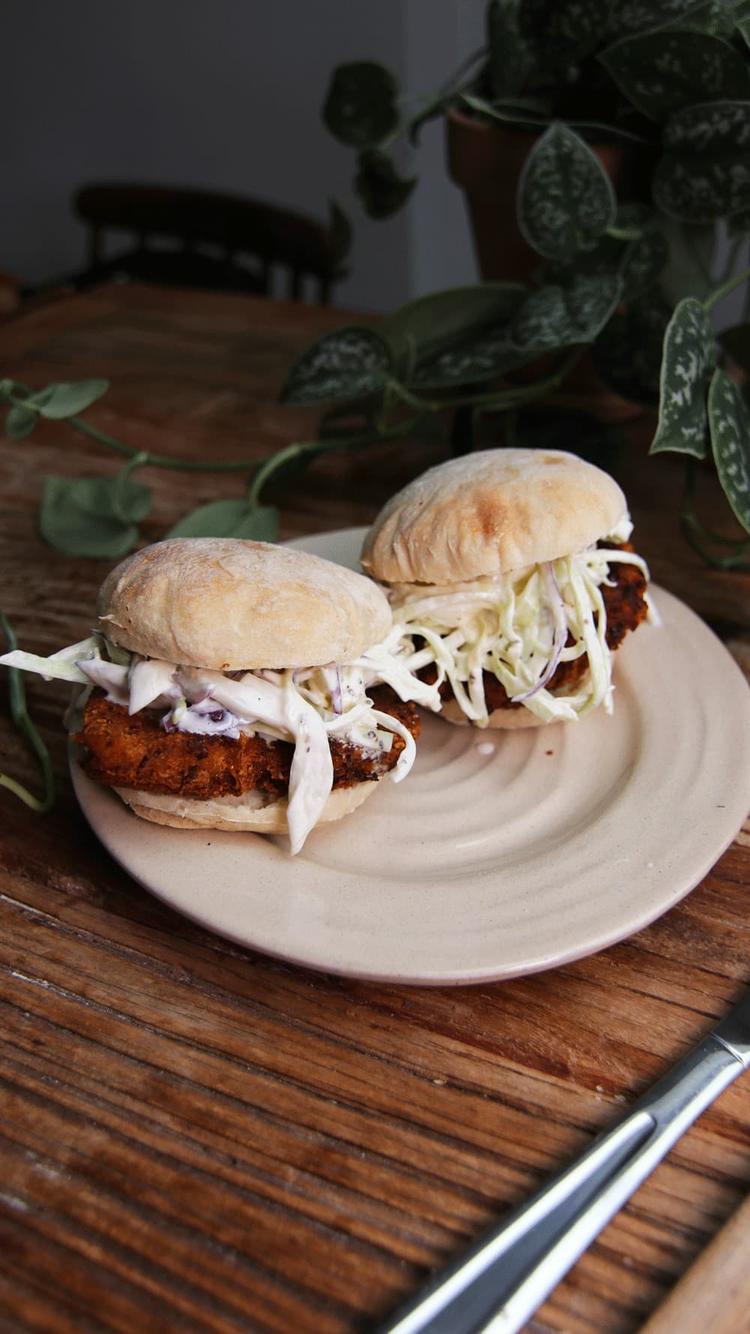 Falafel Burgers with Coleslaw