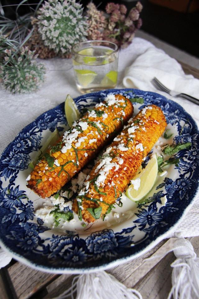 Baked Corn on the Cob with Feta Cheese