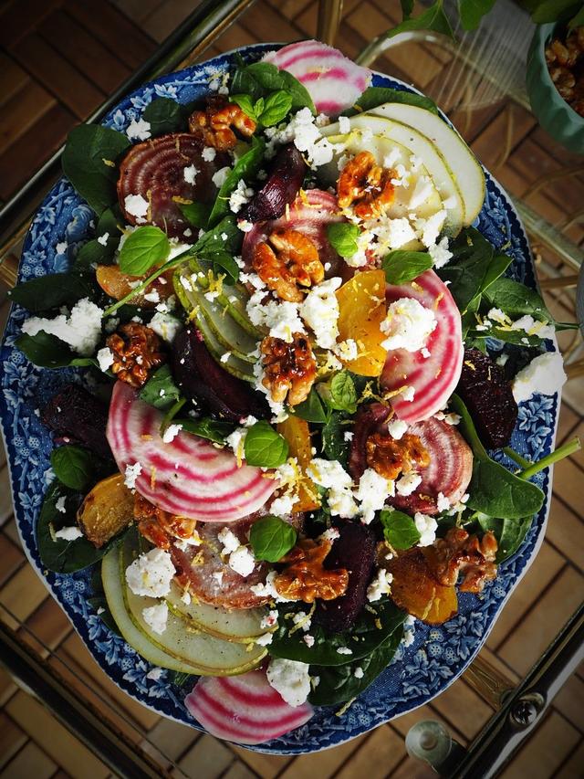 Beet Salad with Feta and Caramelized Walnuts