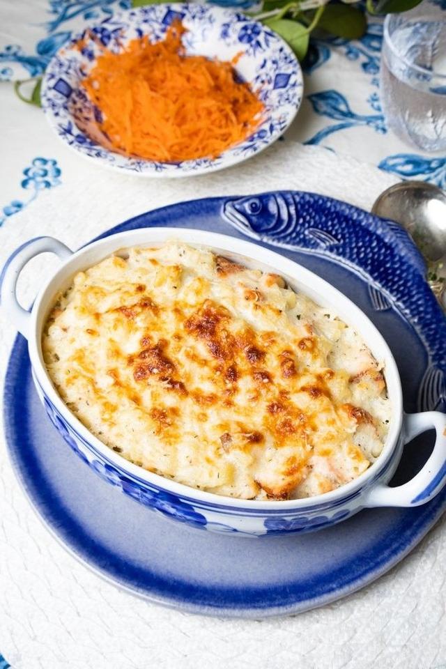 Fish Gratin with Salmon and Cheese