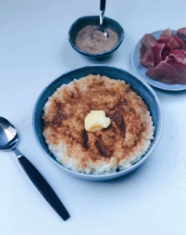 Homemade Rice Porridge with Cured Ham