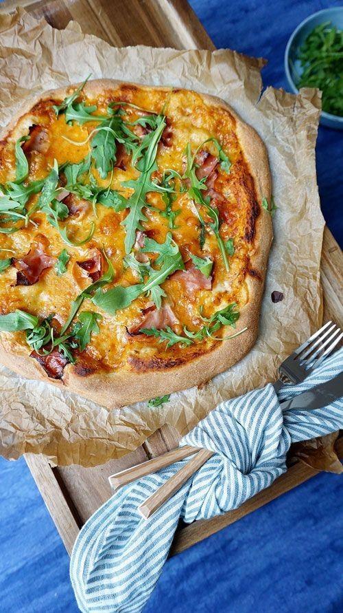 Pizza with Ham and Mozzarella