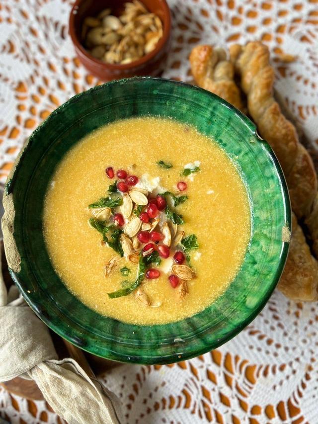 Pumpkin Soup and Easy Puff Pastry Breadsticks