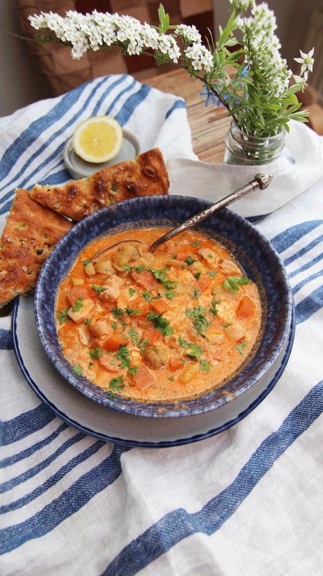 Red Fish Soup with Homemade Focaccia
