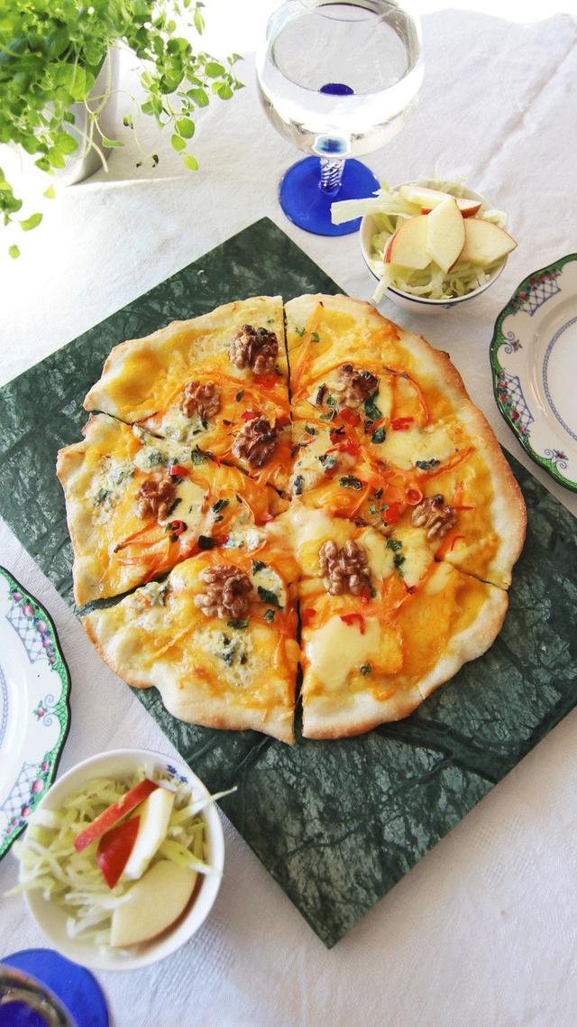 Spicy Pumpkin Pizza with Apple Slaw