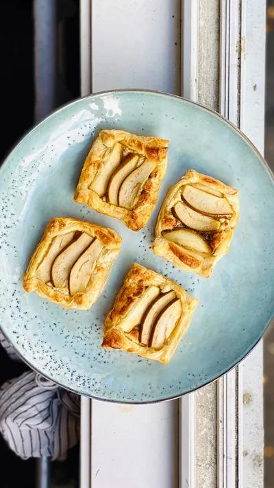 Super-Easy Pear Pastries with Marzipan and Blue Cheese
