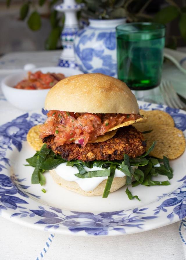 Vegetarian Burger with Homemade Salsa