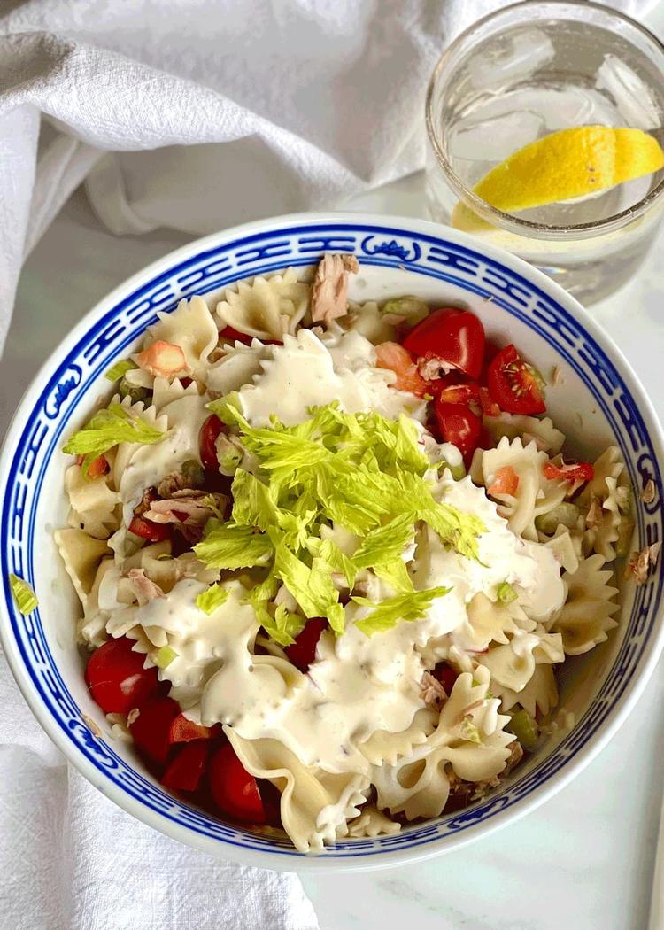 Restesalat med Tunfisk og pasta