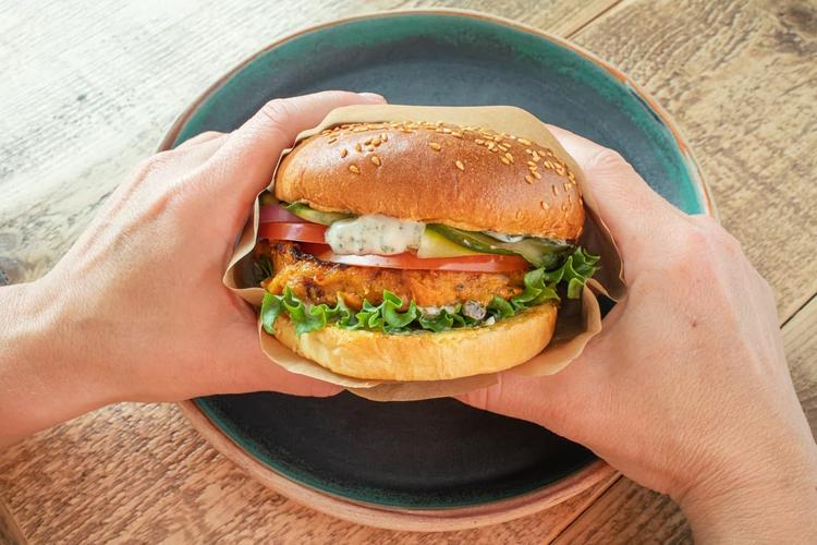 Spiced sweet potato and chickpea burger