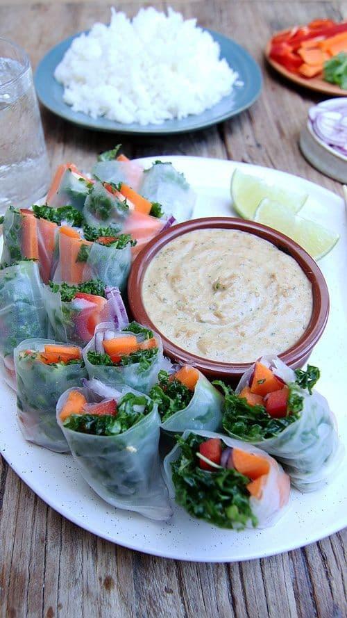 Fresh Spring Rolls with Satay Dipping Sauce