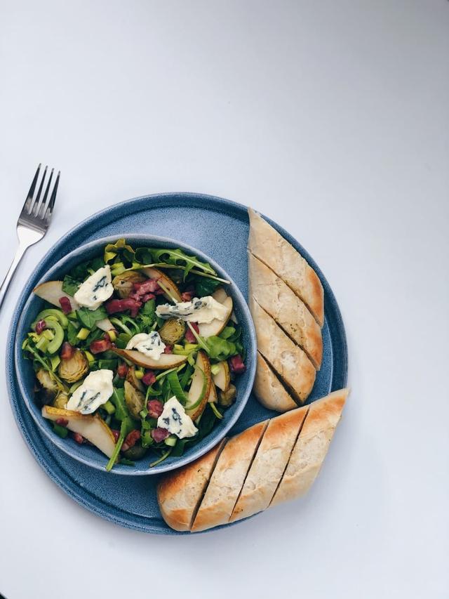 Brussels Sprouts Salad with Blue Cheese and Bacon