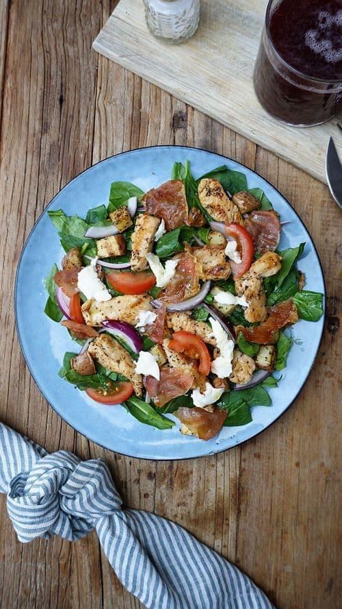 Chicken Salad with Crispy Prosciutto