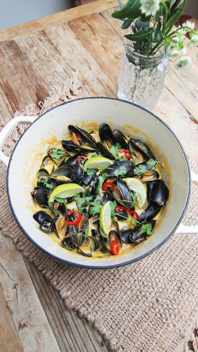 Blåskjell i spicy gulrotsaus