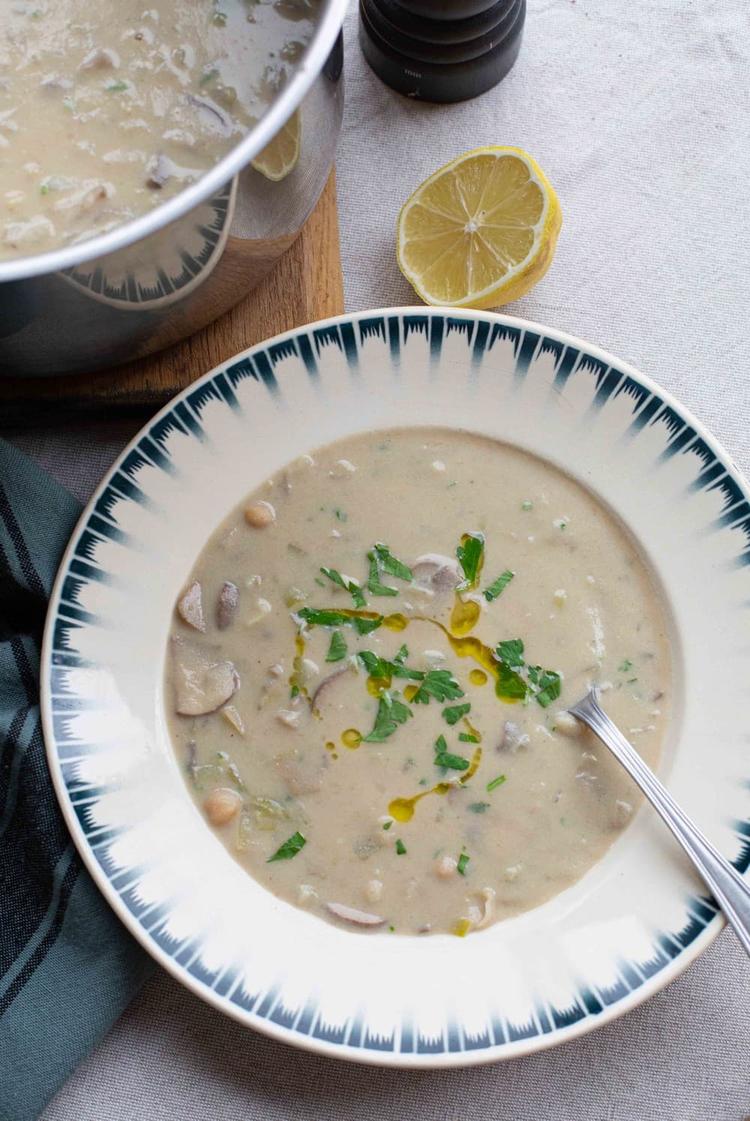 Creamy Mushroom Soup with Potato and Chickpea